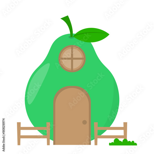 Cartoon Green Pear House Illustration