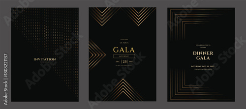 Luxury Gala Invitation Templates  Gold Geometric Design 2027