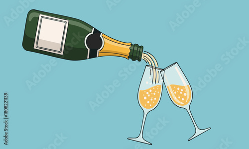 Golden Bubbles Flowing A Festive Toast for New Beginnings and Joyful Milestones