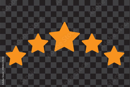 5 yellow rounded stars. 5 golden star vector icon