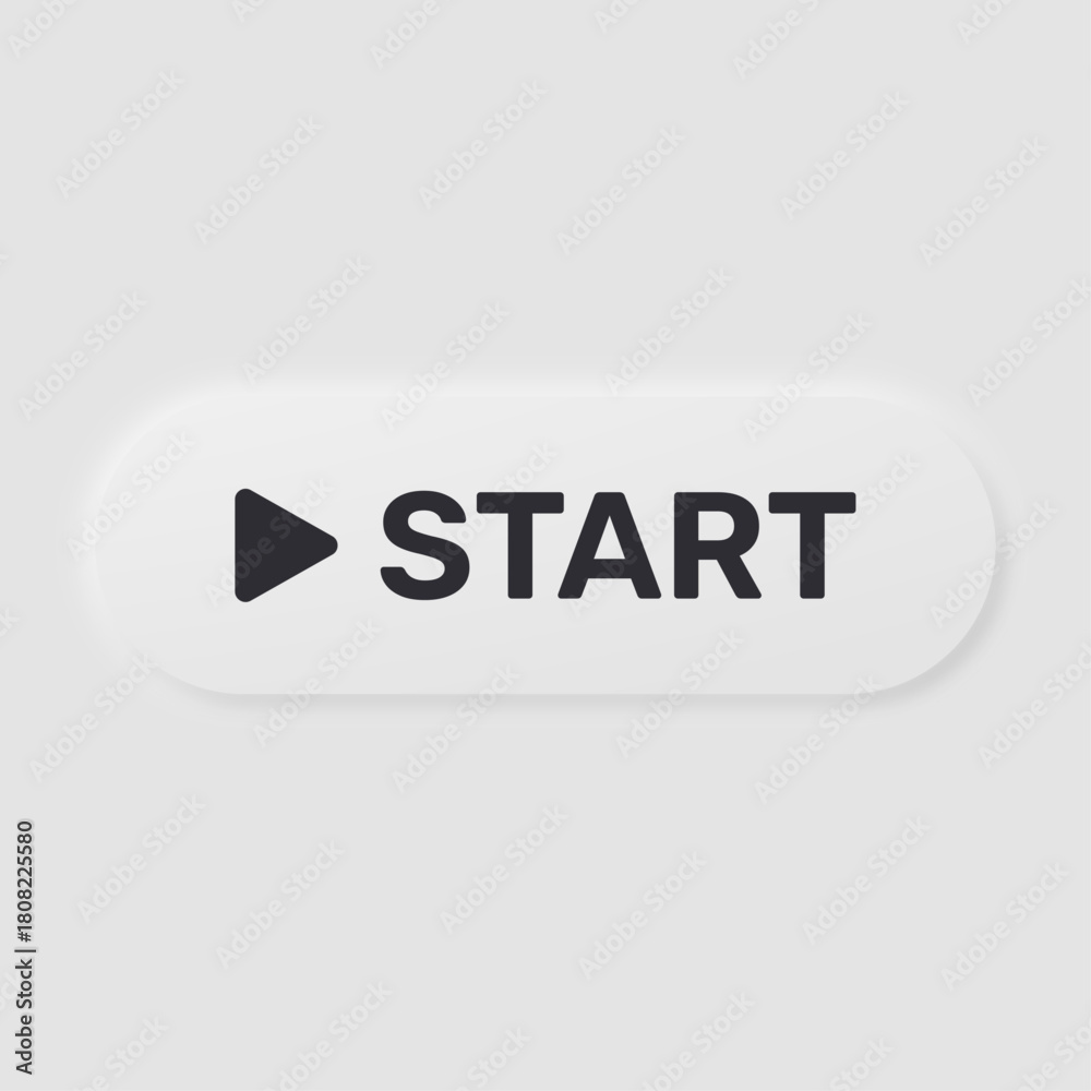 Obraz premium White Start Button with Rounded Shape and Start Icon