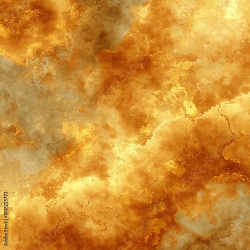 Dramatic orange and gold smoke clouds with textured pattern and dynamic light effects in abstract background