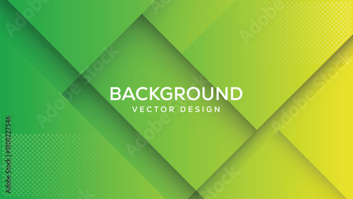 Abstract geometric background with overlapping layers of vibrant green and yellow