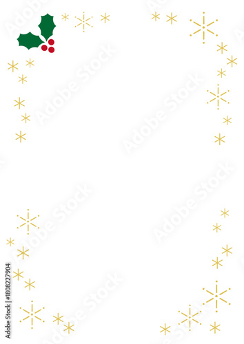 キラキラ＋柊の背景あしらい_A版比率｜Sparkles & Holly Background (A-size Ratio)