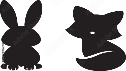 Various animal icons illustrated in a minimalistic black silhouette style showcasing different species and forms