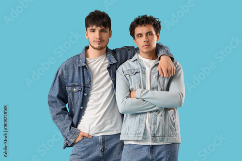 Young brothers in denim jac...