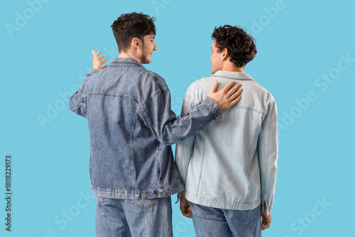 Young brothers in denim jac...