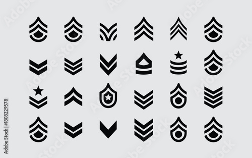 Military rank insignia chevron shield star insignia vector