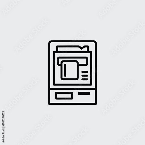Minimalist black and white line art icon of a ticket machine vector