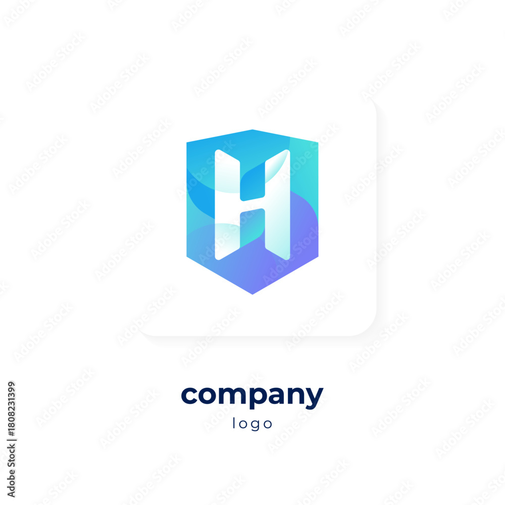 Fototapeta premium modern blue gradient shield logo