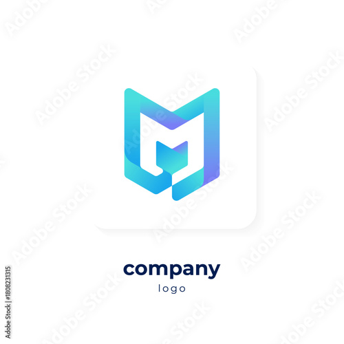 modern blue gradient shield logo