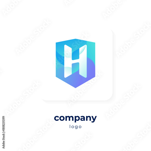 modern blue gradient shield logo