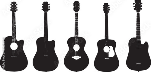 Acoustic Guitar Body Shapes Silhouette Vector Set