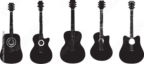 Acoustic Guitar Body Shapes Silhouette Vector Set