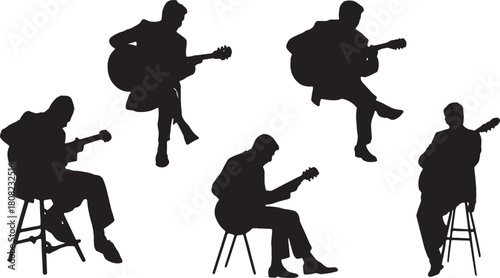 Seated Archtop Guitarist for Jazz and Big Band Silhouettes