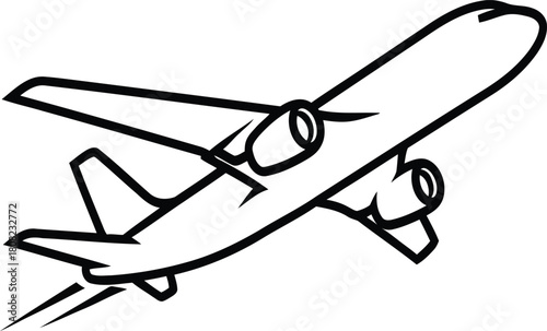 Outline Airplane Vector Illustration Isolated On Transparent Background Represents Air Transport Aviation Aircraft Travel Flight Journey Tourism Vacation Trip