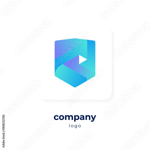 modern blue gradient shield logo