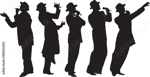 Barbershop Quartet Singing in Harmony Silhouette Group