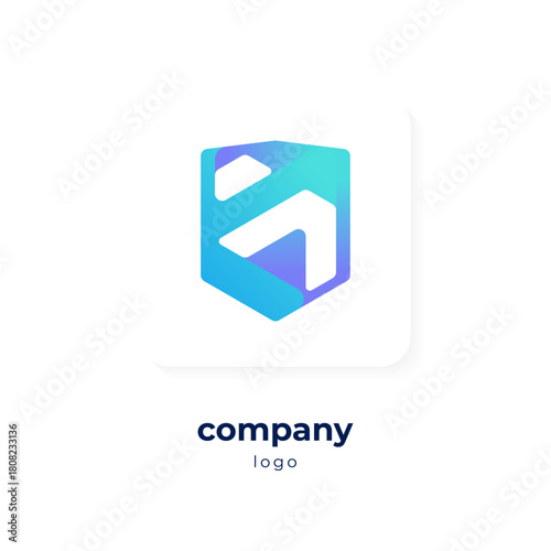 modern blue gradient shield logo