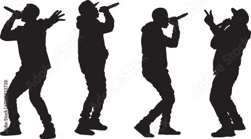 Beatboxer Performing with Microphone Silhouette Collection