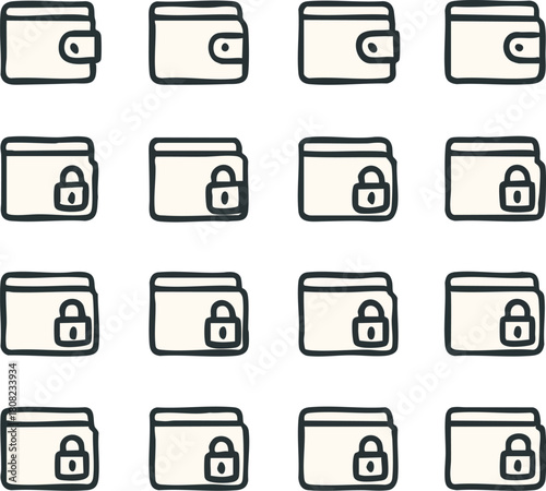 Digital Wallet Lock, Secure Wallet Illustration, Mobile Security Concept, Fintech Protection Design