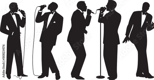 Big Band Vocalist and Leader with Vintage Mic Silhouettes