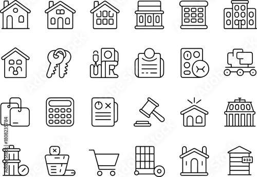 Real estate and business line icons