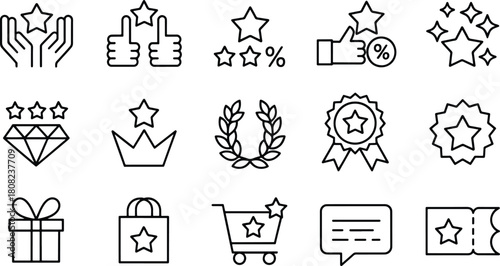 Stars Icons Vector Collection Isolated Symbols