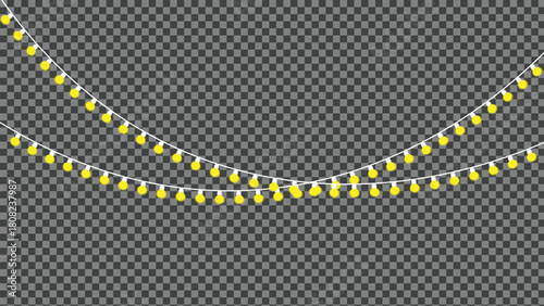 Warm String Lights Garland Vector, Festive Hanging Bulb Illustration