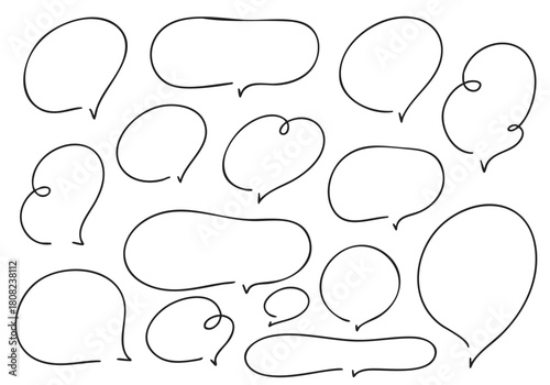 シンプルな手描きのふきだしセット