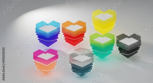 Colorful geometric candle holders isolated on white background