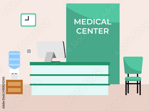 Medical centre in hospital. Hospital vector illustration. Flat illustration concept.