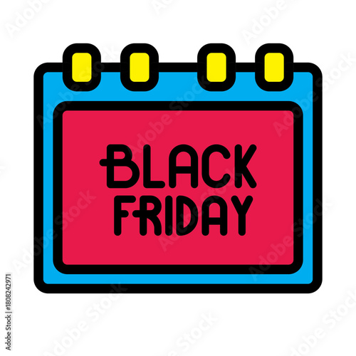 calendar black friday day icon line color