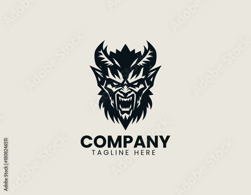 Aggressive devil black vector logo