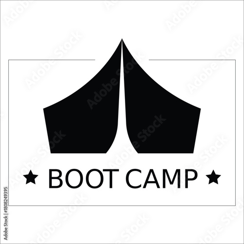 Modern boot camp logo with tent and star symbols