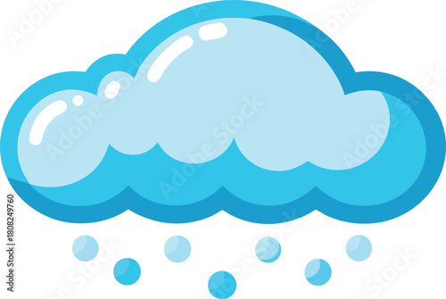 Cartoon illustration of a blue rain cloud with falling raindrops