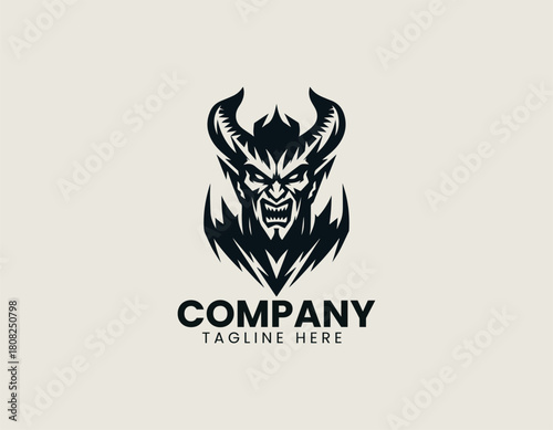 Aggressive devil black vector logo