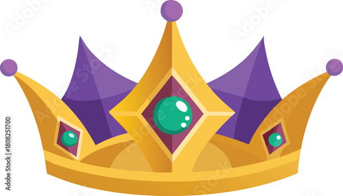 Golden crown with purple accents and green jewels