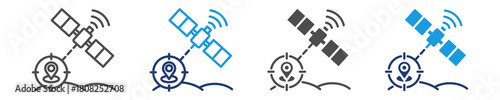 satellite navigation icon set multiple style