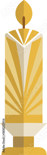 Stylized illustration of a golden perfume bottle with radiating lines