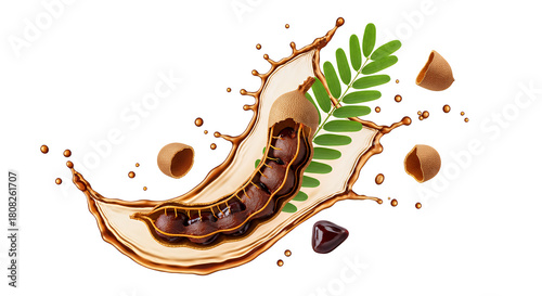 Tamarind Splash A Delicious Burst of Tropical Flavor and Refreshment in an Artistic Illustration