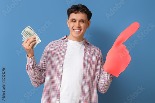 Happy young man with foam f...