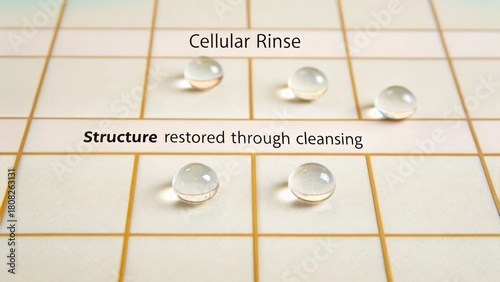 Restorative Cellular Rinse Drops on Clean Surface Symbolizing Cleansing and Purity for Skin Care and Wellness Products