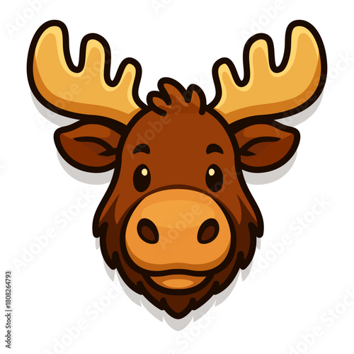 Cute Cartoon Moose Head Icon – Adorable Forest Animal