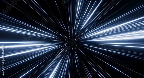 Abstract hyperspace jump background with glowing speed lines and starfield effect