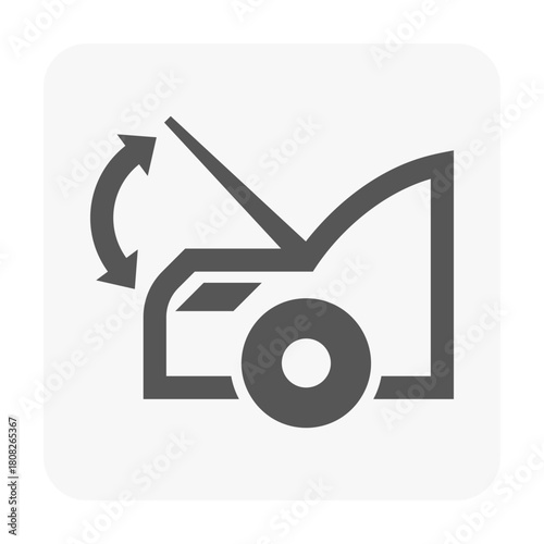 Vector icon of open front hood, designed for automotive dashboards, user interfaces, indicator lights, manuals and vehicle status systems. Ideal for car UI UX, service guides, and auto design visuals