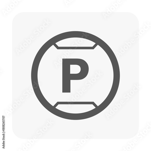 Parking Sign Icon: A simple yet effective parking sign, a universal symbol indicating designated areas for vehicles.