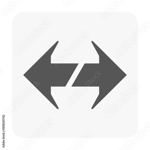 Vector icon of opposing directional arrows, symbolizing left and right turn light indicators. Ideal for automotive dashboards, UI buttons, traffic signal graphics and vehicle safety communication.