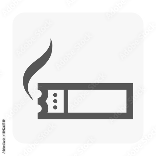 Simple monochrome vector illustration of cigarette with rising smoke, designed as clear sign symbol for designated smoking zones. Perfect for public signage, facility markers and informational graphic