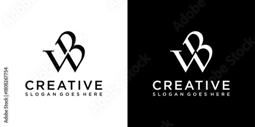 WB or BW initial letter logo design vector